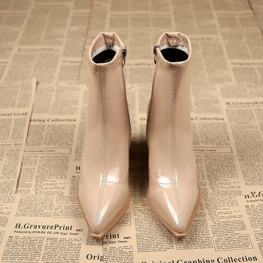 EB | Lackleder Stiefeletten mit Blockabsatz