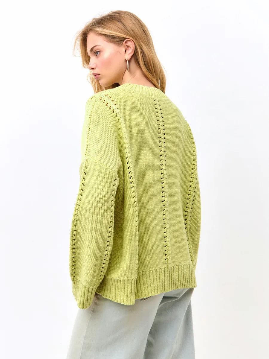 Damen Übergroßer Strickpullover mit luftiger Struktur und besonderen Details EB