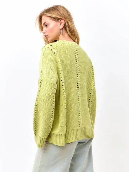 Damen Übergroßer Strickpullover mit luftiger Struktur und besonderen Details EB