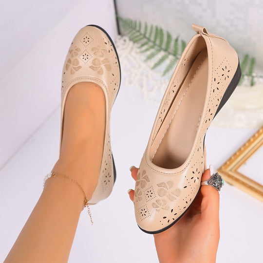 Damen Ballerinas mit eleganter Lochmuster-Applikation und rutschfester Sohle EB