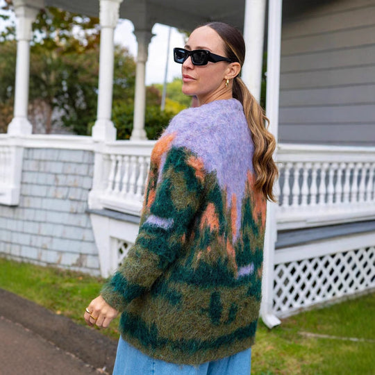 Damen kuscheliger und modischer Cardigan mit zeitgenössischem Muster EB