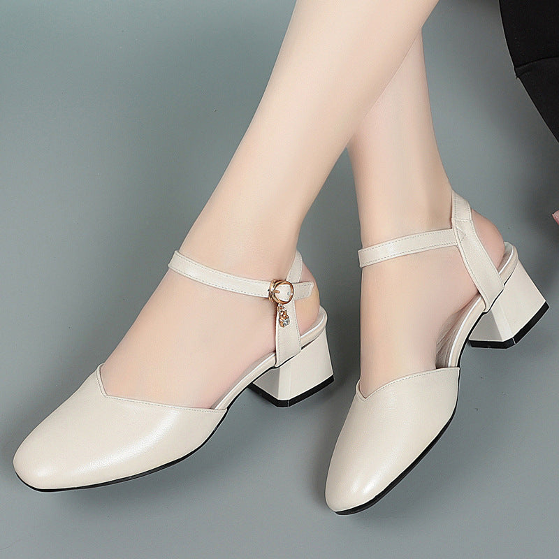 Damen Sling-Pumps mit modischem Riemen und elegantem Blockabsatz EB