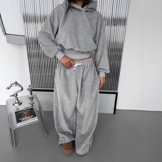 Damen Crop-Hoodie und Jogginghose Set EB