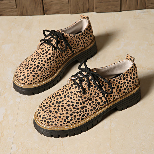 Damen Mode Schnürschuhe mit trendigem Animal-Print und rutschfester Sohle EB