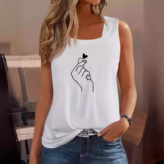 Damen ärmelloses T-Shirt mit kreativem Handdesign EB