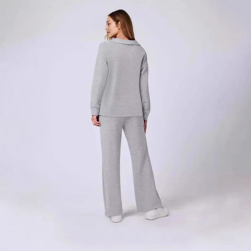Damen lässiges Lounge-Set mit weitem Schnitt und gemütlichem V-Ausschnitt EB