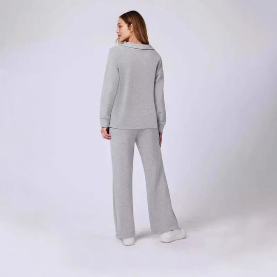 Damen lässiges Lounge-Set mit weitem Schnitt und gemütlichem V-Ausschnitt EB