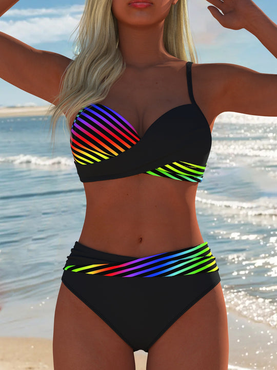 Damen Bikini-Set mit gepolstertem Oberteil und hochgeschlossenem Bund EB