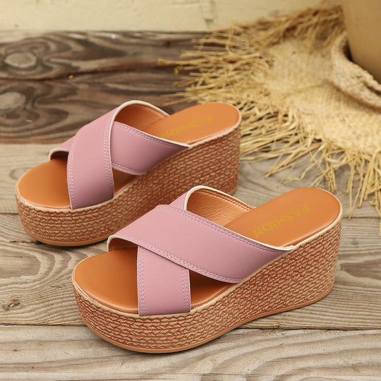 Damen Wedge-Pantoletten mit dekorativem geflochtenem Detail und rutschfester Sohle EB