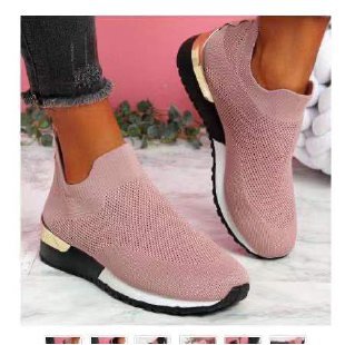 Damen Atmungsaktive Slip-On Sneakers mit glänzendem Akzent EB