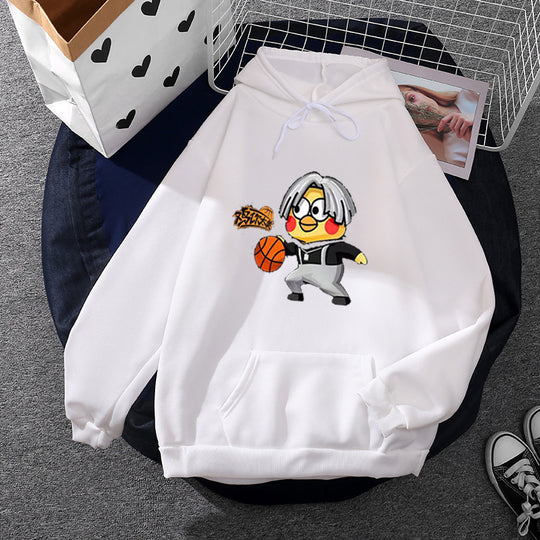 Unisex nan Kapuzenpullover mit Comic-Küken Basketballprint, Kängurutasche und weichem Fleece EB