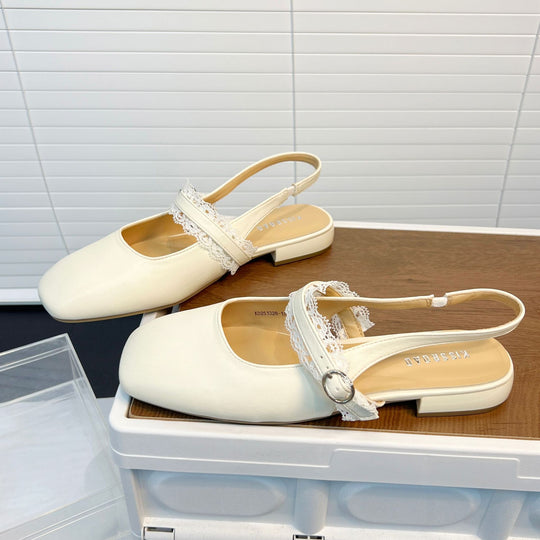 Damen Slingback Ballerinas mit zarter Spitzenverzierung und komfortablem Fußbett EB
