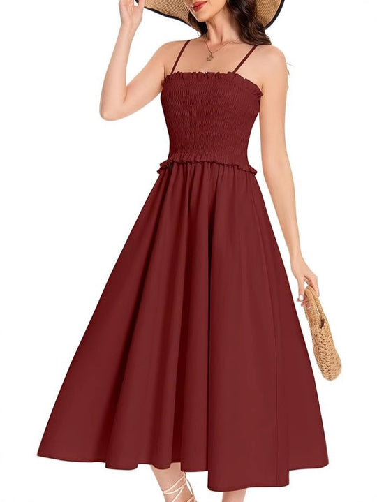 Damen Maxikleid mit geschnürtem Oberteil und fließendem Rock EB