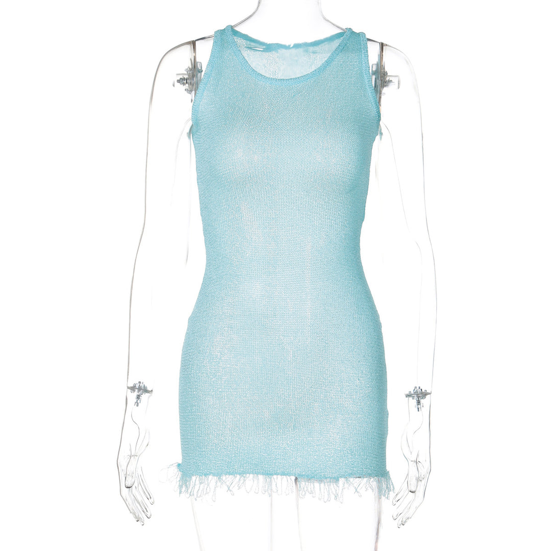 Damen Netzkleid mit zarten Fransen EB