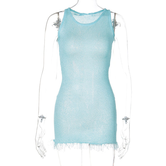 Damen Netzkleid mit zarten Fransen EB