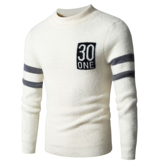 Herren Sportlicher Wollpullover mit strukturiertem Logo EB