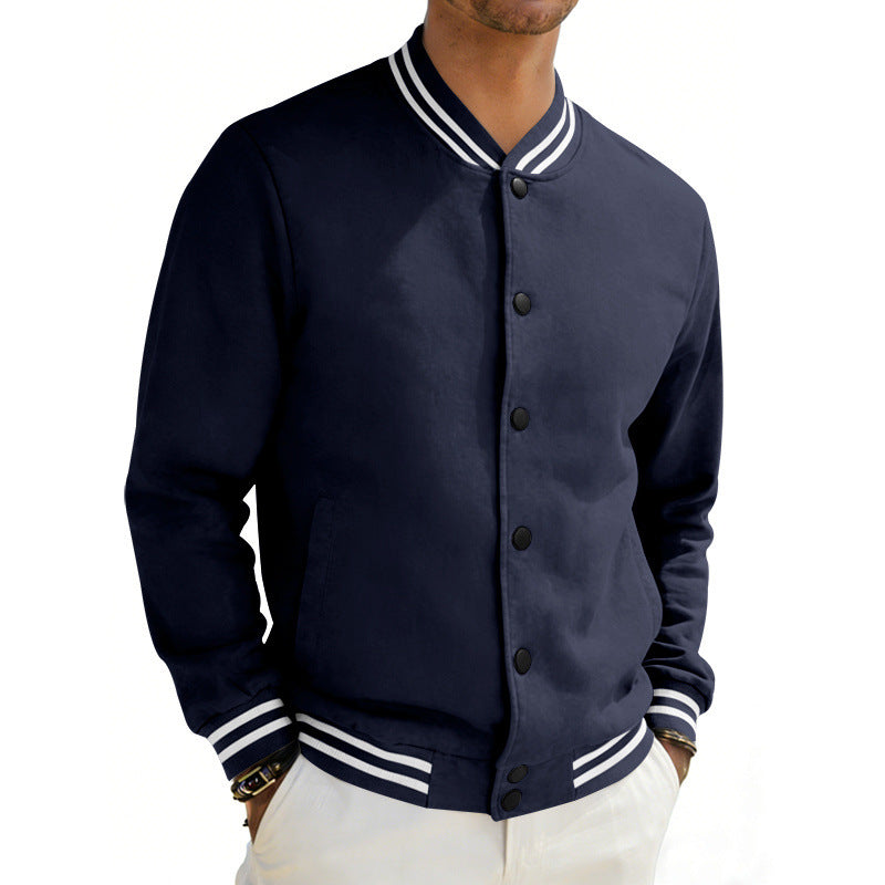 Herren Varsity-Bomberjacke aus Sweat mit gestreiftem Rippkragen EB