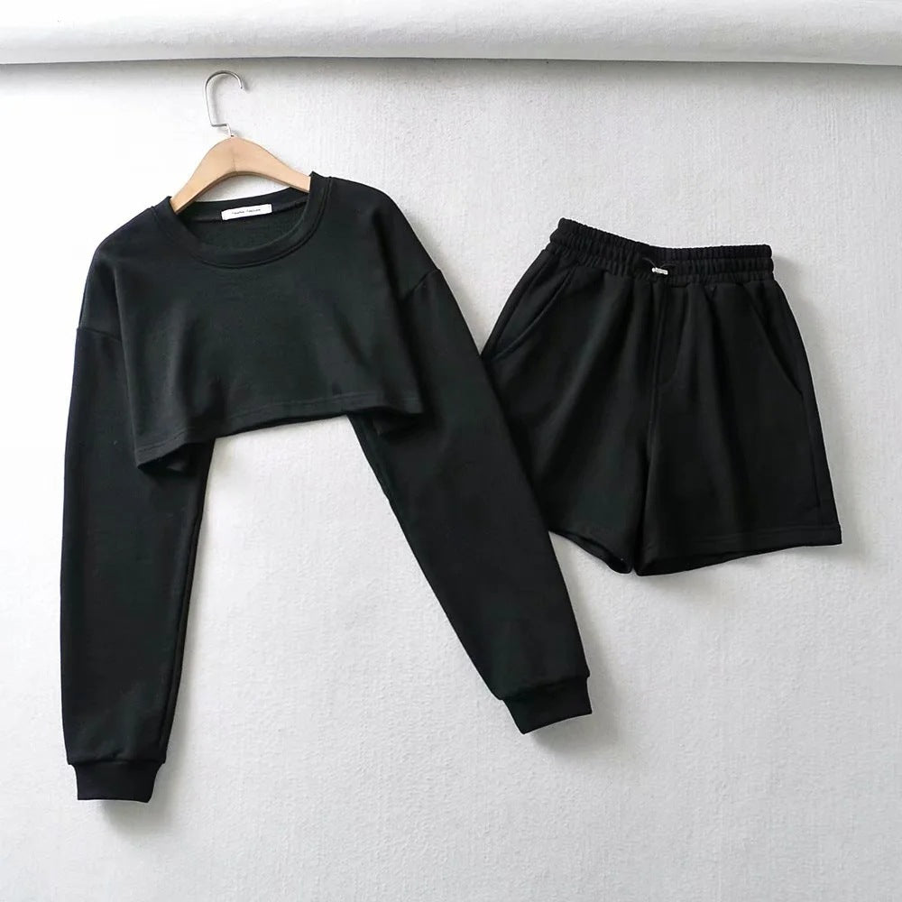 Damen lässiges Crop-Top und Shorts Set EB