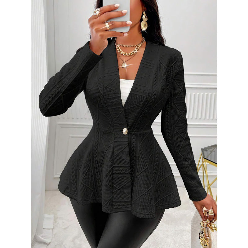 Damen Strick Peplum Blazer EB