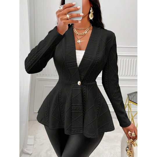 Damen Strick Peplum Blazer EB
