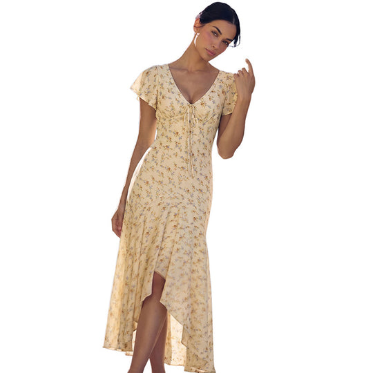 Damen Maxikleid mit floralem Design und raffinierten Cut-Outs EB