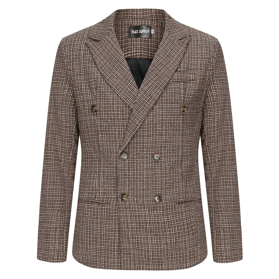 Herren zweireihiger Blazer aus hochwertigem Stoff mit modernen Details EB
