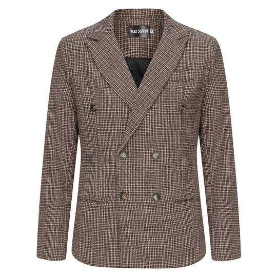 Herren zweireihiger Blazer aus hochwertigem Stoff mit modernen Details EB