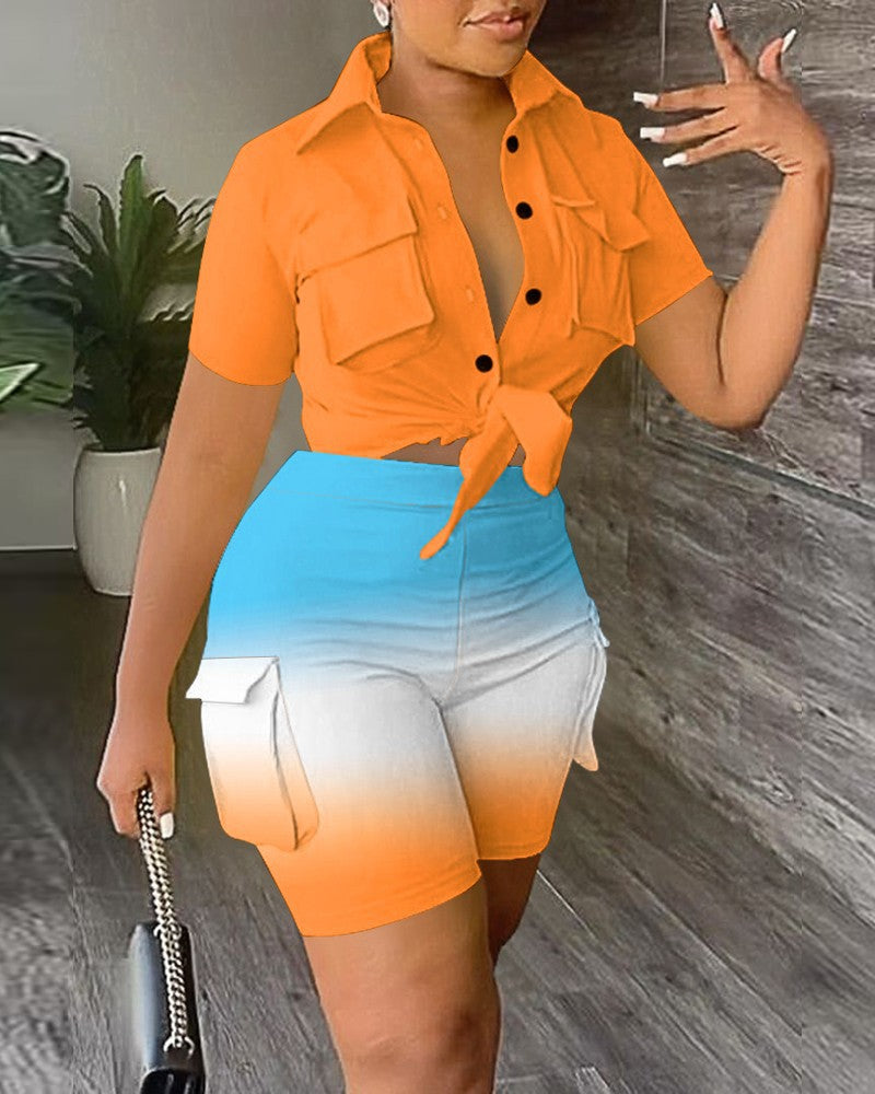 Damen Freizeit Set mit modischem Hemd und stylischen Shorts EB