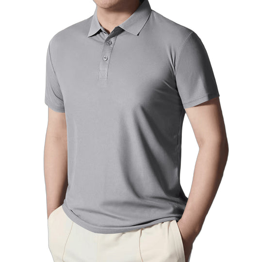 Herren nan figurbetontes Kurzarm-Poloshirt aus elastischem Jersey mit Hemdkragen und kurzer Knopfleiste EB