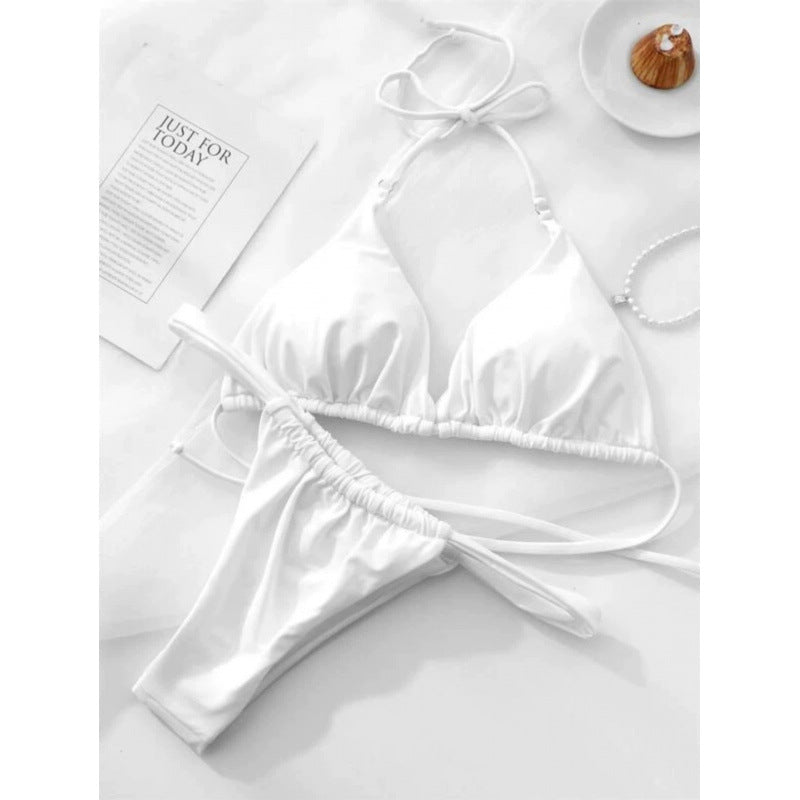 Damen Triangel-Bikini mit verstellbaren Bindebändern und elastischem Bund EB