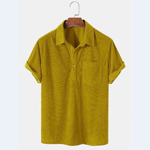 Herren Kurzarm Poloshirt aus gestreiftem Stoff mit Knopfleiste und Brusttasche EB
