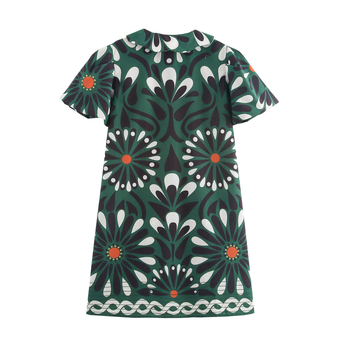 Damen Kleid mit floralem Muster und Kragen EB