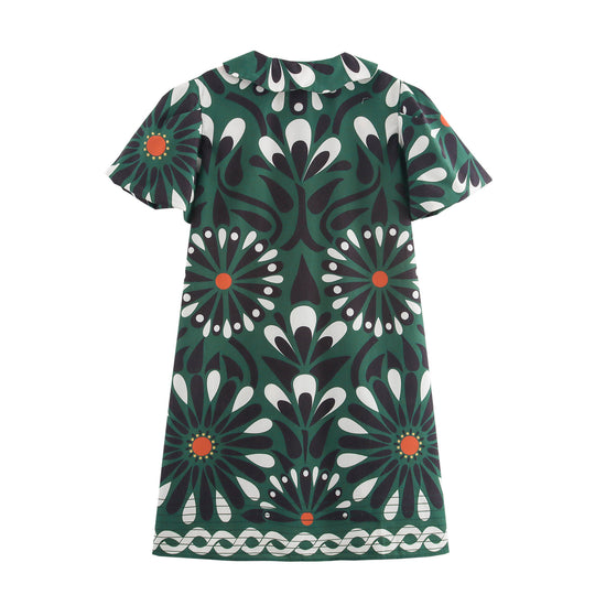 Damen Kleid mit floralem Muster und Kragen EB