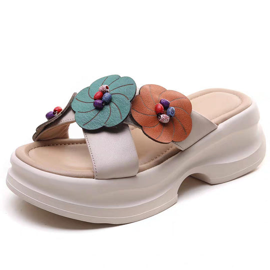 Damen Plateau-Pantoletten mit floralem Design und komfortabler Sohle EB