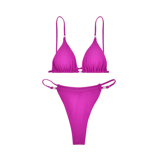 Damen Triangel-Bikini mit feinen Rüschendetails und verstellbaren Trägern EB