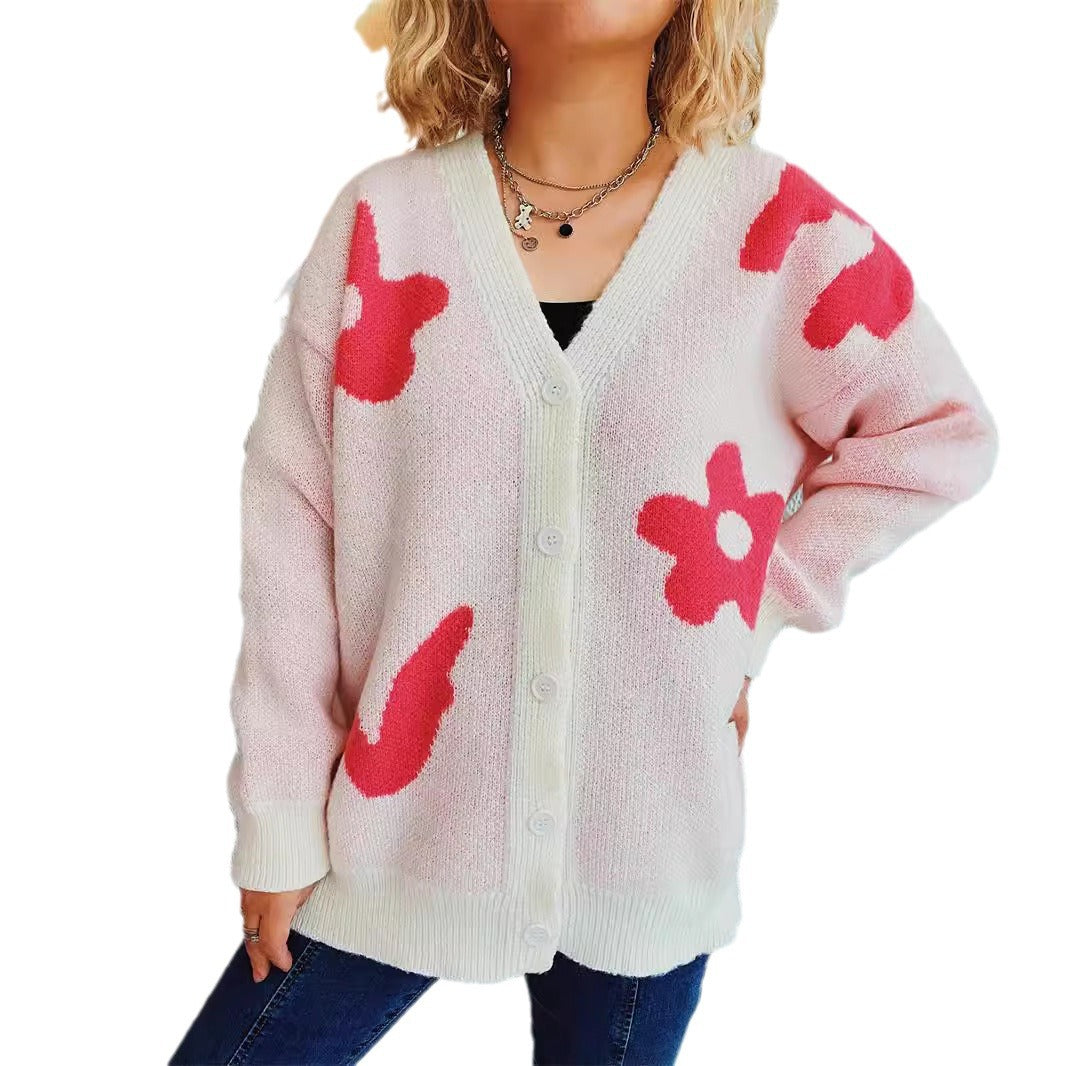 Damen gemütliche Strickjacke mit verspielten Motivakzenten EB