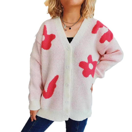 Damen gemütliche Strickjacke mit verspielten Motivakzenten EB