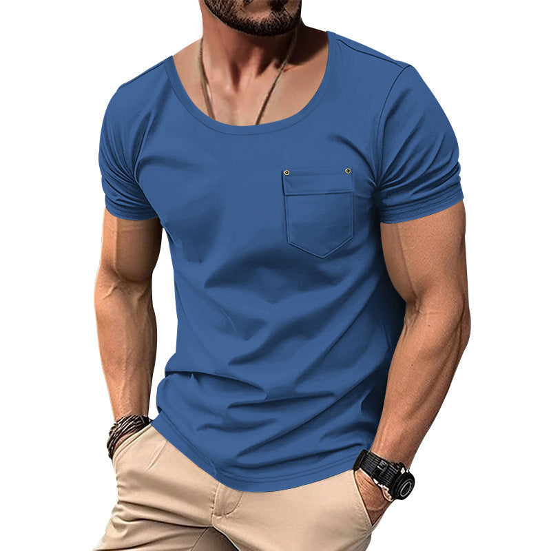 Herren T-Shirt mit praktischer Brusttasche und modernem V-Ausschnitt EB