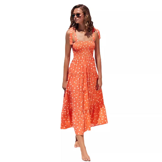 Damen Maxikleid mit Trägern und Rüschendetails EB