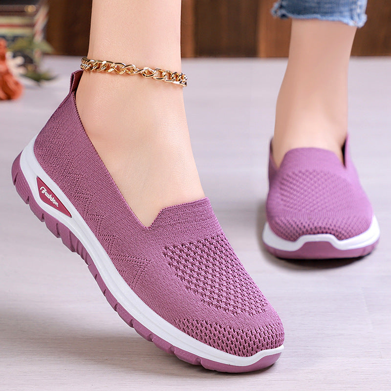 Damen Slip-On Laufschuhe mit luftdurchlässigem Strickdesign und dämpfender Sohle EB