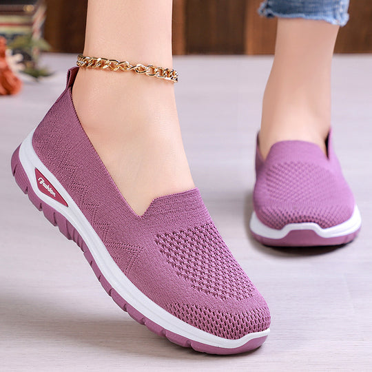 Damen Slip-On Laufschuhe mit luftdurchlässigem Strickdesign und dämpfender Sohle EB