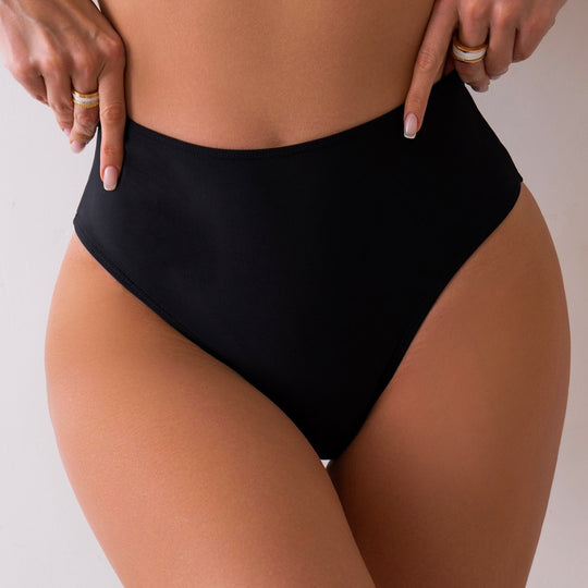 Damen Hoch geschnittene Bikini-Hose mit figurformendem Schnitt und seitlichen Bindebändern EB