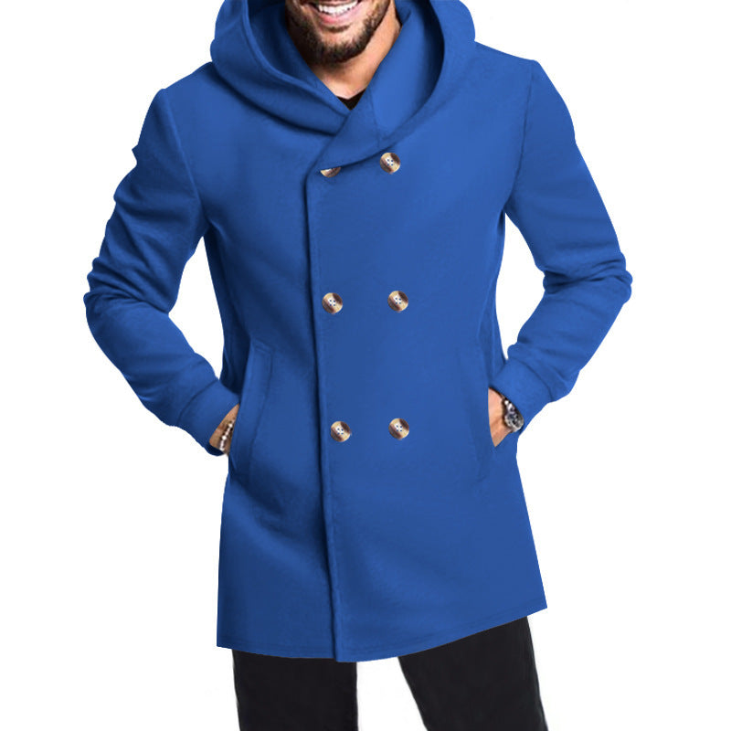 Herren Modische Doppelreihige Jacke mit Kapuze EB