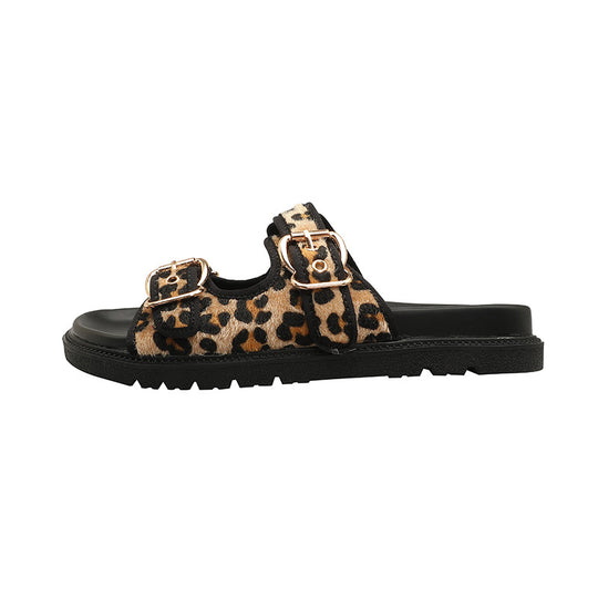 Damen Chunky Sandalen mit tierischem Muster und komfortablem Riemendesign EB