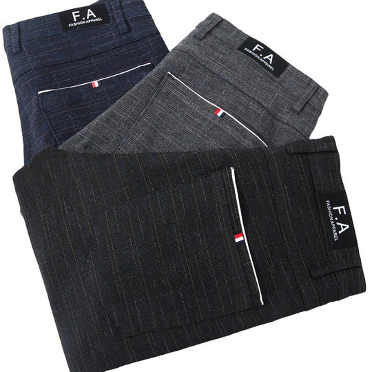 Herren moderne Chinohose mit elastischem Bund und seitlichen Taschen EB