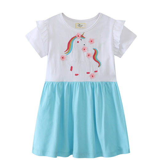 Mädchen Freizeitkleid mit zauberhaftem Einhorn-Motiv EB