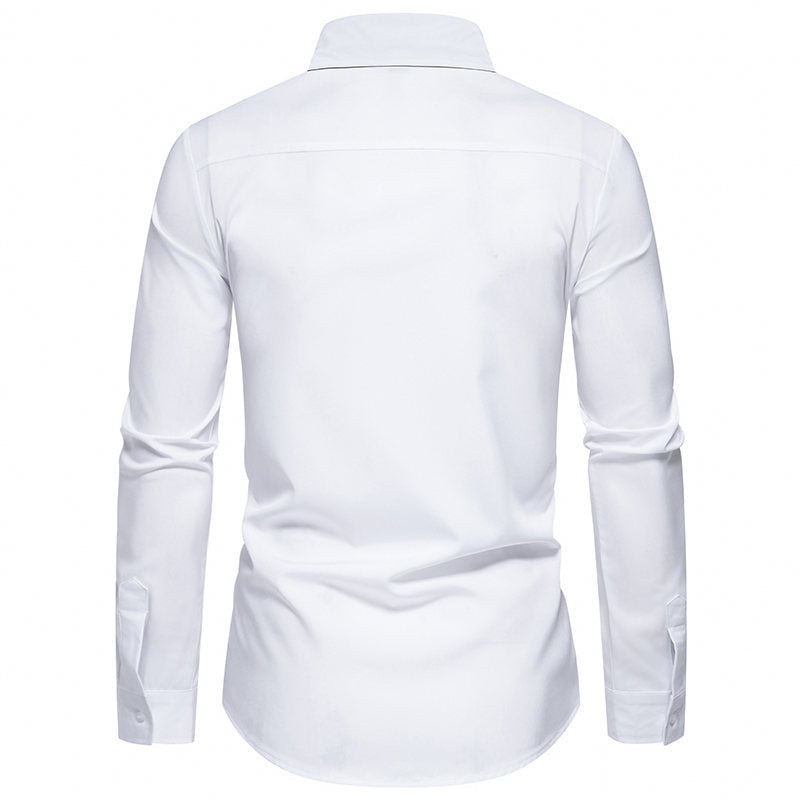 Herren elegantes Slim-Fit Hemd mit kontrastierendem Kragen und hochwertigen Stoffdetails EB