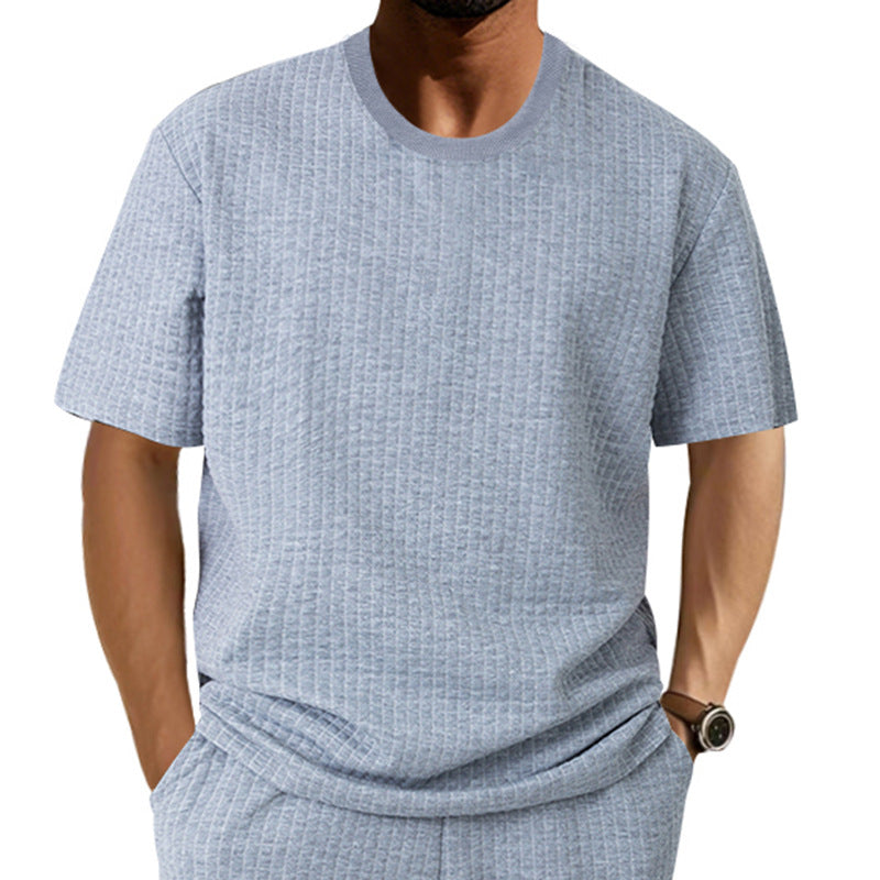 Herren lässiges Rundhals-T-Shirt mit strukturiertem Gewebe EB
