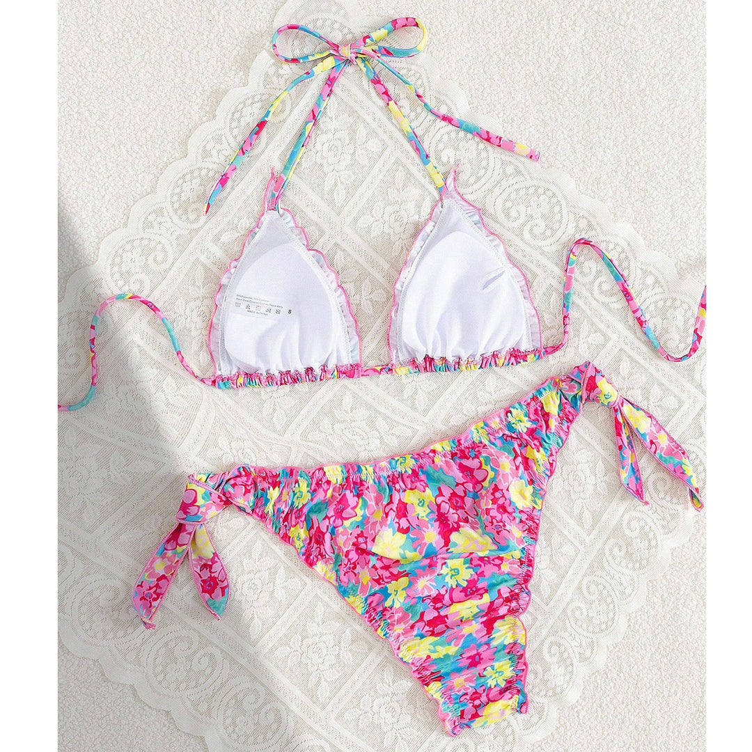 Damen Triangel-Bikini mit verspieltem Blütenmuster EB
