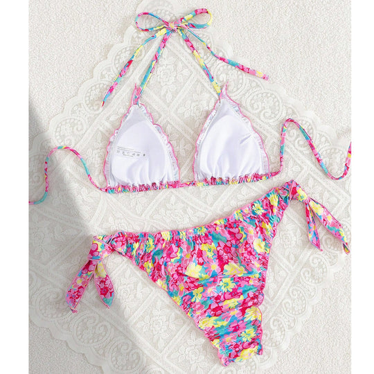 Damen Triangel-Bikini mit verspieltem Blütenmuster EB